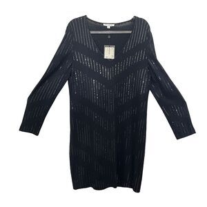 St. John Dress Women SZ L New MSRP 995 Metallic Applied Shimmer Wool Blend Knit